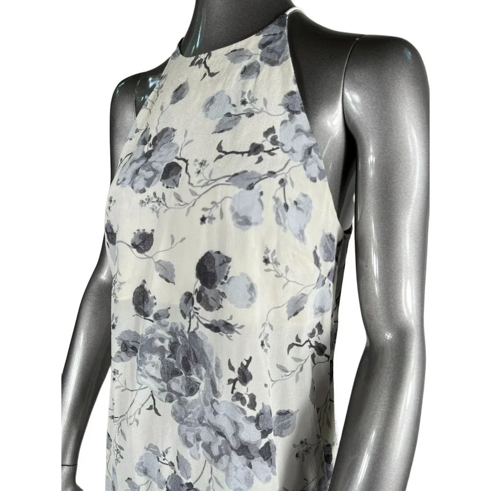 Zimmermann Floral Silk Top White Grey Halterneck Blouse 1 US 6 - Picture 9 of 9